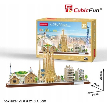 CubicFun 3D puzzle CityLine panorama Bracelona 186 ks