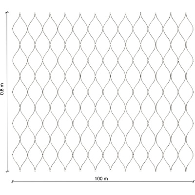 Lankova síť, 0,8 x 100 m, oko 70 x 120 mm, ø 1,5 mm, AISI 316