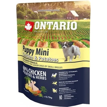 Image 1 of ONTARIO Puppy Mini Chicken & Potatoes - пълноценна храна за подрастващи кученца от малки породи (1-12 месеца) с пиле и картофи 0, 75 кг, Чехия 241-10033