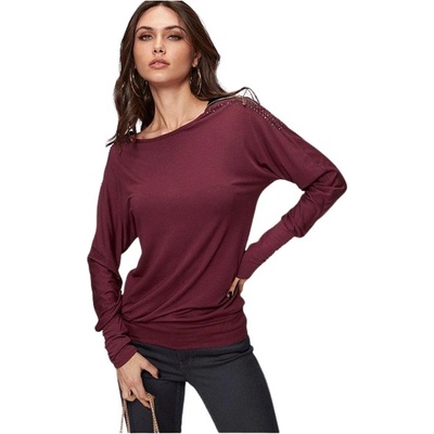 Dámský módní top TOP ZIP DETAIL vínový