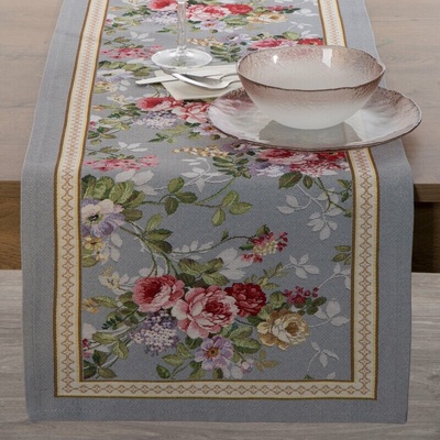 Takoy Běhoun na stůl gobelínový popelově červený 45x140 cm s motivem květin.-HF-479060 | 45 x 140 cm