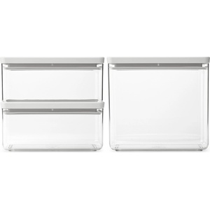 Brabantia Контейнер за съхранение на храна TASTY PLUS, комплект от 3 бр. , ниски, светло сив, Brabantia (BRAB230806)