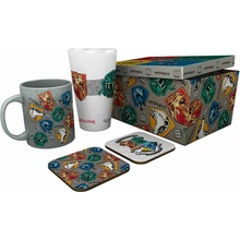 CurePink Dárkový set Harry Potter Bradavické koleje sklenice 500 ml hrnek 300 ml