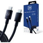 3mk Protection - Кабел за данни Hyper - UBS-C към USB-C, 100W, 5A, 1.2 м - Черен