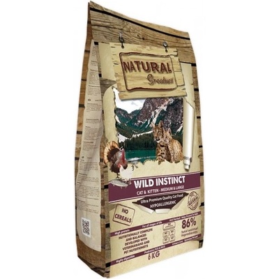 Natural Greatness WILD INSTINCT MEDIUM - LARGE Chicken Turkey with 86% meat - храна с пиле и пуйка, с 86% месо, подходяща за малки, подрастващи, пораснали и бременни котки от СРЕДНИ и ЕДРИ породи 2 кг ASC31WI02