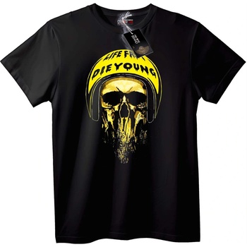 NOONEBRAND Тениска Skull Живей бързо, умри млад - XL, Black