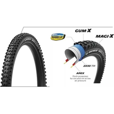 MICHELIN WILD ENDURO MS 27.5x2.40 PERFORMANCE LINE KEVLAR GUM-X/MAGI-X TS TLR (534238) Množ. Uni