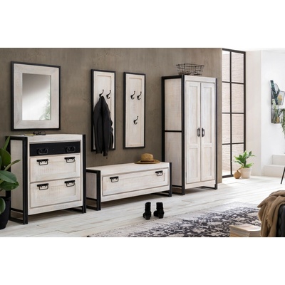SOB NABYTEK | Bílý předsíňový set masiv mango a kov White Rocco IV STM-18000-93