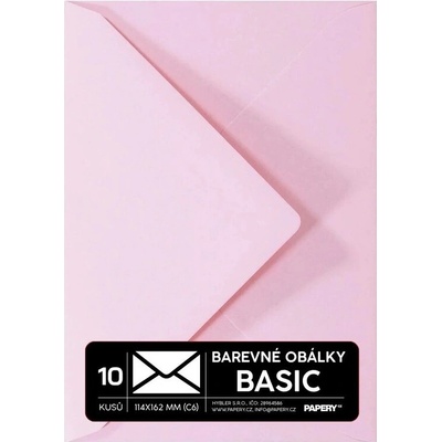 Obálky BASIC 10 KS (C6) 114x162 mm pastelová sv. růžová