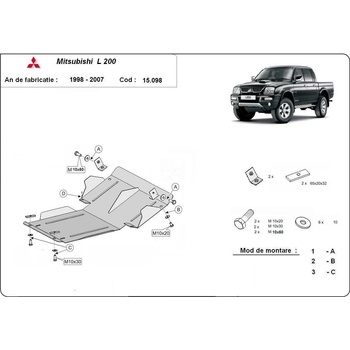 Scut Motor - Румъния Метална кора под двигател mitsubishi l200 от 1997 до 2006 (73710)