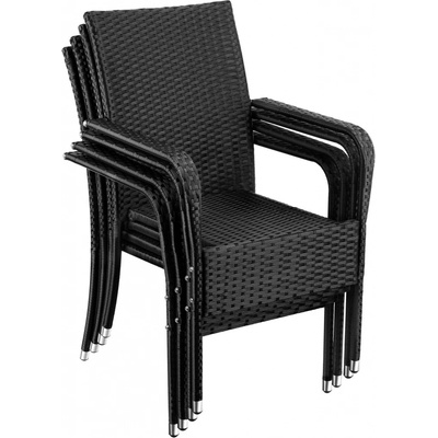 tectake 406063 ratanová židle girona, stohovatelná, nosnost 120 kg sada 4 kusů