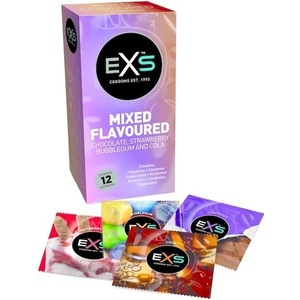 EXS Condoms Mixed Flavoured - микс от ароматизирани презервативи (12 бр. )