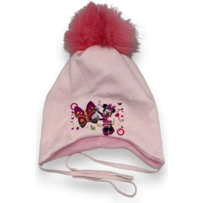dívčí růžová zimní čepice + nákrčník Minnie mouse Růžová