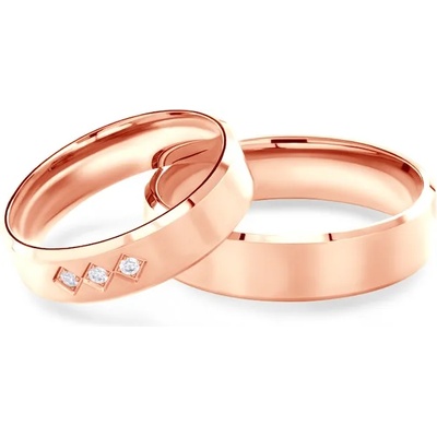 SAVICKI Сватбени халки: розово злато, скосени. 5 мм