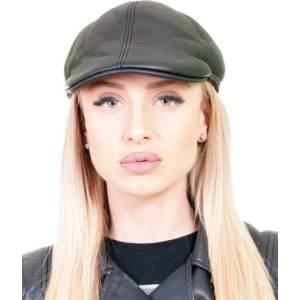 Vodo Дамски кожен каскет в черно (8055)