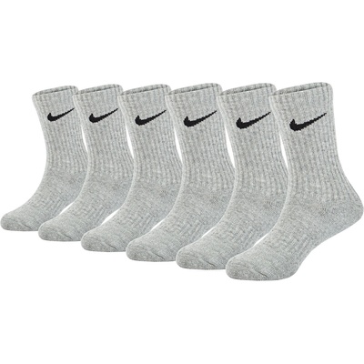 Nike Детски чорапи Nike 6Pk Dri-Fit Crew Sock Childs - Dark Grey Heather