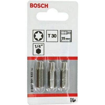 Skrutkovací bit Bosch Extra Hart T30, L 25 mm, 3 ks - 2607001622