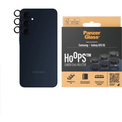 Panzer Стъклен Протектор за камера PanzerGlass за Samsung Galaxy A55 5G, Hoops, Черен