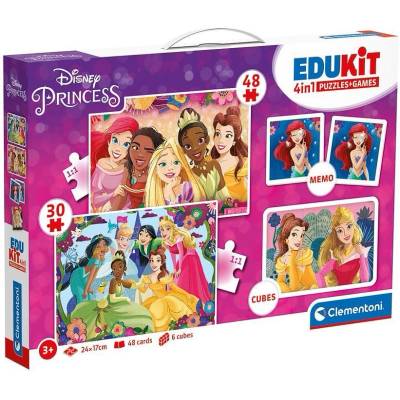 Clementoni EDUKIT 4 в 1 Пъзел + Игри Disney Princess (1012341F)