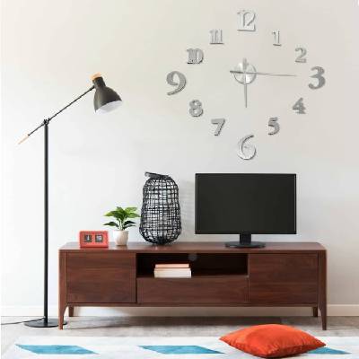 vidaXL 3d стенен часовник, модерен дизайн, сребристи , 100 см, xxl (b.v.)