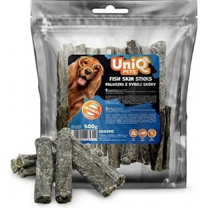 Uniq Pets Dog Snacks Sea & Harvest Fish Skin Sticks - лакомства за кучета от 100% рибена кожа, 500 г