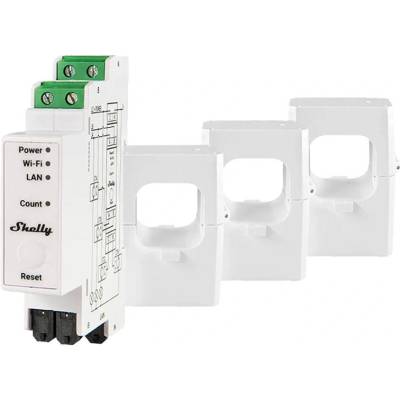 Shelly Трифазен електромер Shelly - Pro 3EM 400A, Wi-Fi, LAN, бял (3800235268117)