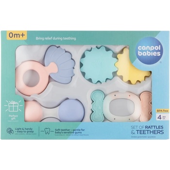 Canpol babies Pastels дрънкалка с гризалка подаръчен комплект 0m+
