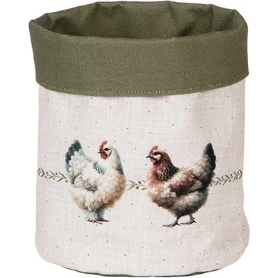 Clayre & Eef Béžový košík na pečivo se slepičkami Barnyard Chicken - Ø 15*16 cm - Clayre & Eef