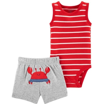 Carter's Set 2dielny body tielko nohavice kr. Red Stripe Crab chlapec