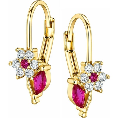 Zlaton Náušnice žluté zlato květina s kamenem visací 1.7cm 1.7g 000641905238