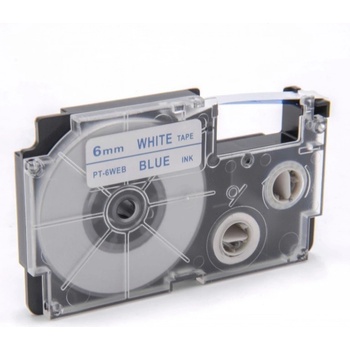 Pro Casio Съвместима лента с Casio XR-6WEB 6mm x 8m син шрифт / бял фон (XR6WEB)