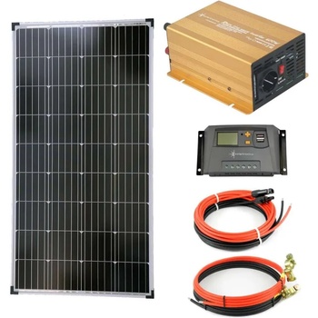 Solartronic Пълен комплект 1x130W соларен модул, 600W инверотр, Контролер за соларна система 10А, кабели и букси (SET130W-NP600)