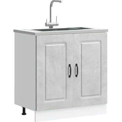 vidaXL Шкаф за мивка, Kalmar, бетонно сив 80x46x81, 5см инженерно дърво (853451)