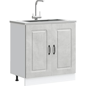 vidaXL Шкаф за мивка, Kalmar, бетонно сив 80x46x81, 5см инженерно дърво (853451)