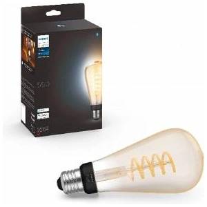 Philips White E27 Large Edison Filament ST72 550lm, warm white light, dimmable, controllable via app, compatible with Amazon Alexa (Echo, Echo Dot), pack of 1 - 929003052301