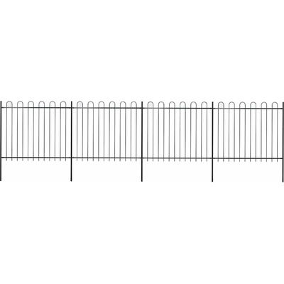 vidaXL Zahradní plot s obloukem nahoře ocelový 671 x 150 cm černý