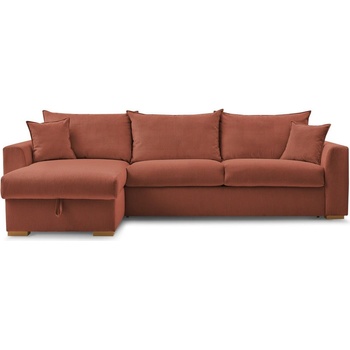Bobochic Разтегателен ъглов диван от рипсено кадифе в тухлен цвят (променлив) Augustin - Bobochic Paris (WT-WOOD-NR3.5-W_1 P1261 N.MI)