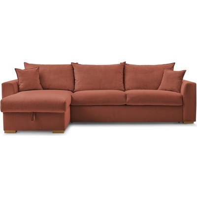 Bobochic Разтегателен ъглов диван от рипсено кадифе в тухлен цвят (променлив) Augustin - Bobochic Paris (WT-WOOD-NR3.5-W_1 P1261 N.MI)