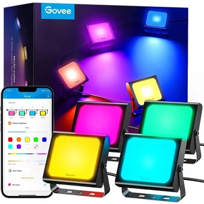 Govee WiFi RGBICWW LED Външни Прожектори Govee Flood Lights - 4бр Комплект - 55014