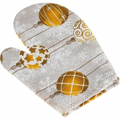 Bellatex Kuchyňská chňapka vánoční 28 x 18 cm Koule vánočnní zlatá šedá