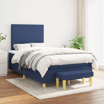 vidaXL Боксспринг легло с матрак, синьо, 120x200 см, плат (3136987)