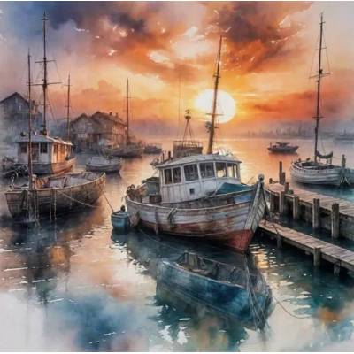 Norimpex - Puzzle Diamant painting: Ship in the harbor 30x40cm - 1 - 39 piese