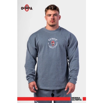 NEBBIA Oversized mikina bez kapuce SIGNATURE modrá – Sleviste.cz