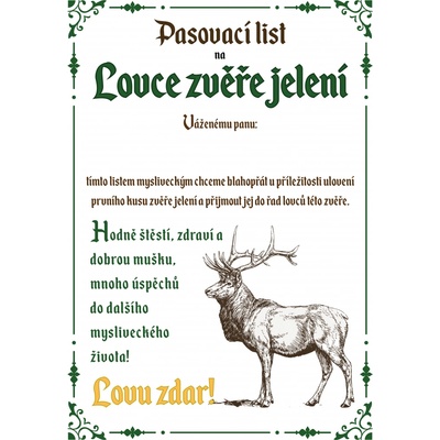 Pasovací list na lovce zvěře jelení – Zboží Mobilmania