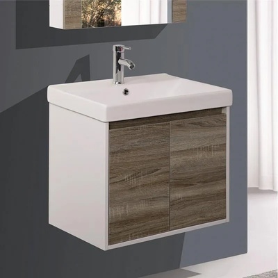 Inter Ceramic Конзолен PVC шкаф ICP 6055 WOODEN, Inter Ceramic, с умивалник, 60x55x45см (6055 WOODEN)