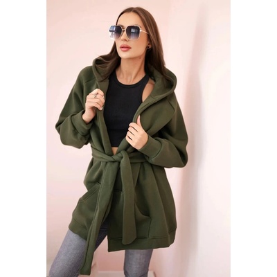 Kesi Insulated raincoat with khaki waist tie hnedá