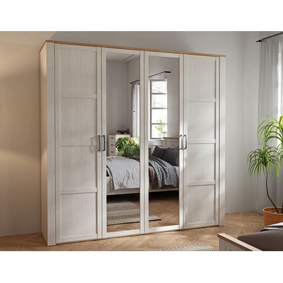 Forte Гардероб four с огледало и 220см, дъб ривиера/светла иглослистна дървесина, вътрешни чекмеджета (bhls941-m482/set)