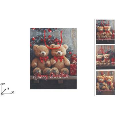 MAKRO - Taška vianočná medvedík 42x33x11cm rôzne motívy