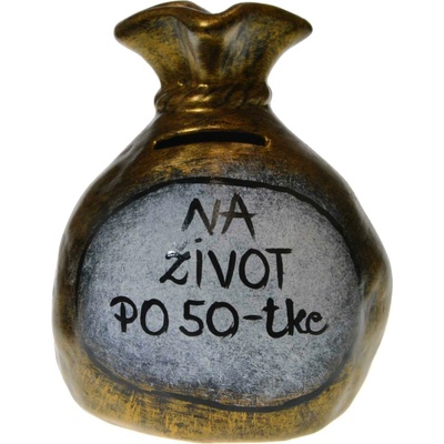 Pokladnička s nápisom - na život po 50 -tke