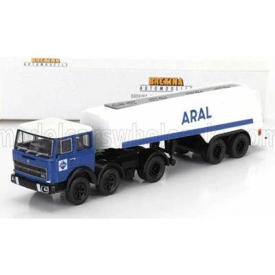 BREKINA PLAST FIAT 691 T TANKER TRUCK ARAL 1970 BLUE WHITE 1:87